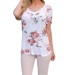 Camiseta Feminina Com Estampa Com Estampa, Manga Curta, Casual, Solta