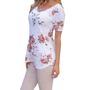 Camiseta Feminina Com Estampa Com Estampa, Manga Curta, Casual, Solta