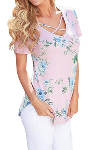 Camiseta Feminina Com Estampa Com Estampa, Manga Curta, Casual, Solta